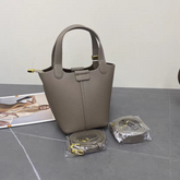 حقيبة يد نسائية كبيرة لون رمادي غامق بيد قصيرة - KSA